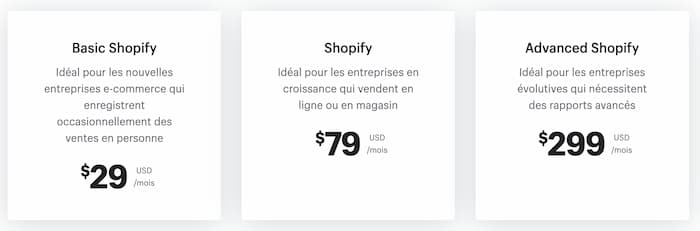 tarif e-commerce shopify